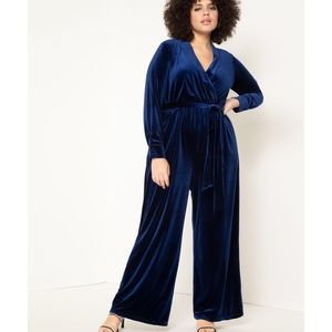 ELOQUII Velvet Wide Leg Jumpsuit